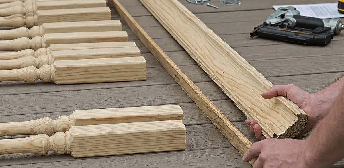 Handrail installation materials and wood components for stair rail work in Columbia, SC